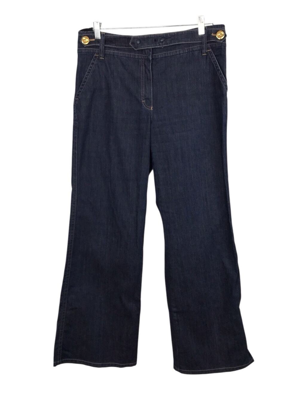 Vintage Escada Straight Wide Leg Jeans Dark Blue Mid-rise 12/42